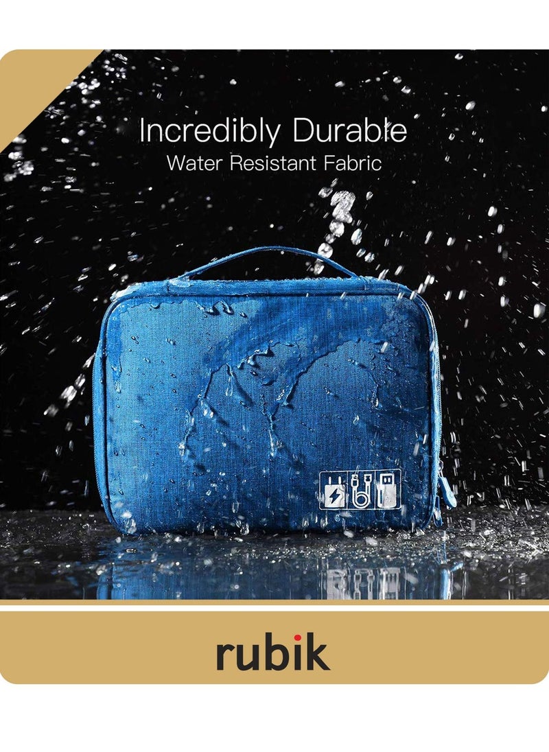 Rubik - Electronics Organizer Waterproof Carrying Case - Universal Travel Digital Accessories Storage Bag for Portable Charger, Cables, Earphone, Ipad Mini, iPhone, Cord, with Dividers - Sky Blue - Image 1