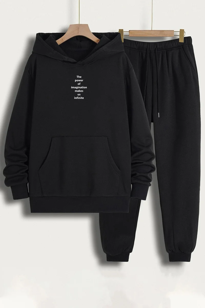 ONLYTRENDWEAR Unisex The Power Printed Tracksuit Set S.m. Black