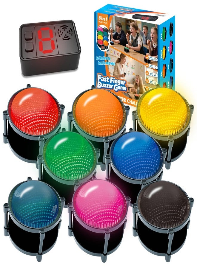 Yerba Mate 50m Answer Classroom Buzzers Light Up Game Buzzer System, Displays The Winning Player Loud, Console Displays First Buzz, Rechargeable Buzzers Great for Trivia Games, Family Feud, Jeopardy (8) - Image 1