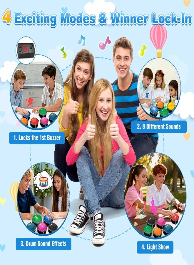 Yerba Mate 50m Answer Classroom Buzzers Light Up Game Buzzer System, Displays The Winning Player Loud, Console Displays First Buzz, Rechargeable Buzzers Great for Trivia Games, Family Feud, Jeopardy (8) - Image 2