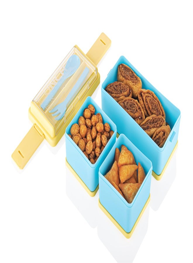 OMORTEX 3-Tier Lunch Box with Spoon & Fork (Pack of 1) - Image 2