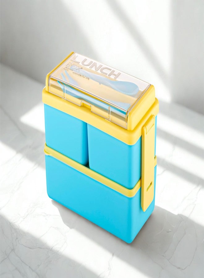 OMORTEX 3-Tier Lunch Box with Spoon & Fork (Pack of 1) - Image 3