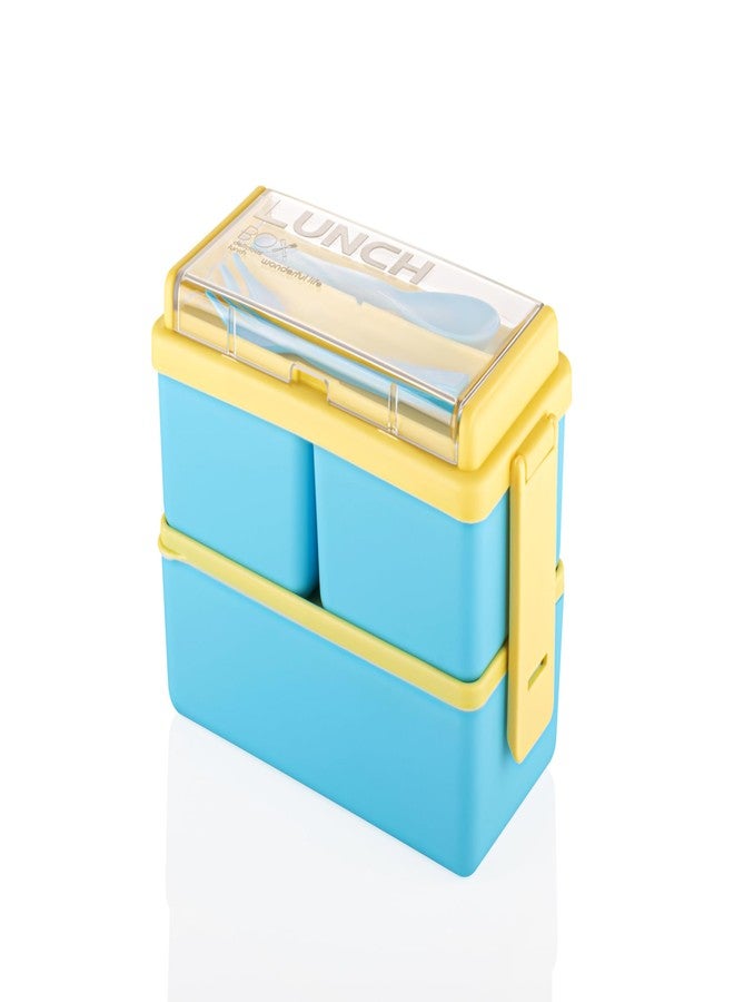 OMORTEX 3-Tier Lunch Box with Spoon & Fork (Pack of 1) - Image 1