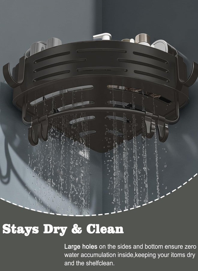 LOOCH 3 Pack Corner Shower Caddy with Twist-Lock Suction Cups & a Pre-Applied Ultra-Strong Adhesive Layer, The No-Drill Shower Organizer with Towel Bar & Drain Holes for Bathroom Storage & Decor（Grey） - Image 5