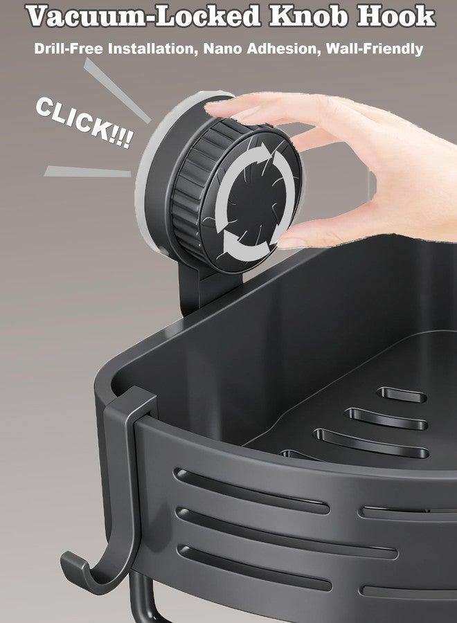 LOOCH 3 Pack Corner Shower Caddy with Twist-Lock Suction Cups & a Pre-Applied Ultra-Strong Adhesive Layer, The No-Drill Shower Organizer with Towel Bar & Drain Holes for Bathroom Storage & Decor（Grey） - Image 3