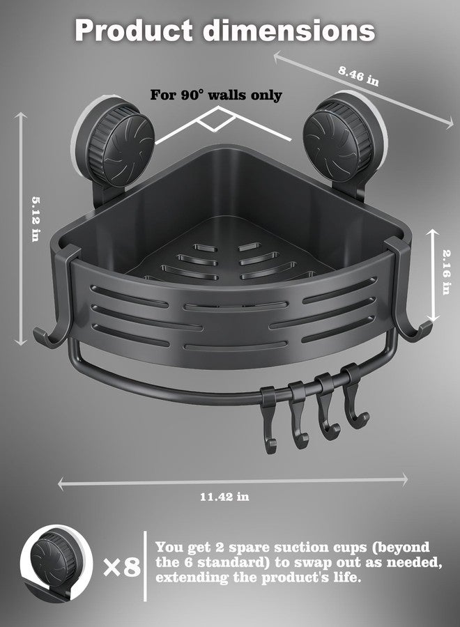 LOOCH 3 Pack Corner Shower Caddy with Twist-Lock Suction Cups & a Pre-Applied Ultra-Strong Adhesive Layer, The No-Drill Shower Organizer with Towel Bar & Drain Holes for Bathroom Storage & Decor（Grey） - Image 2