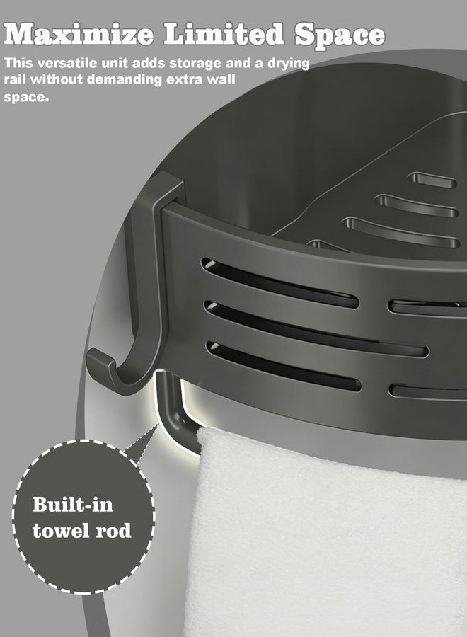 LOOCH 3 Pack Corner Shower Caddy with Twist-Lock Suction Cups & a Pre-Applied Ultra-Strong Adhesive Layer, The No-Drill Shower Organizer with Towel Bar & Drain Holes for Bathroom Storage & Decor（Grey） - Image 4
