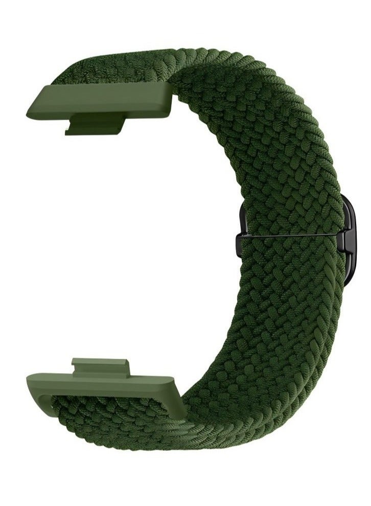 Beauenty 2 Packs Suitable for Huawei Watch Fit 3  Huawei Watch Fit 4 Adjustable Woven Nylon Strap（Green, Black) - Image 2