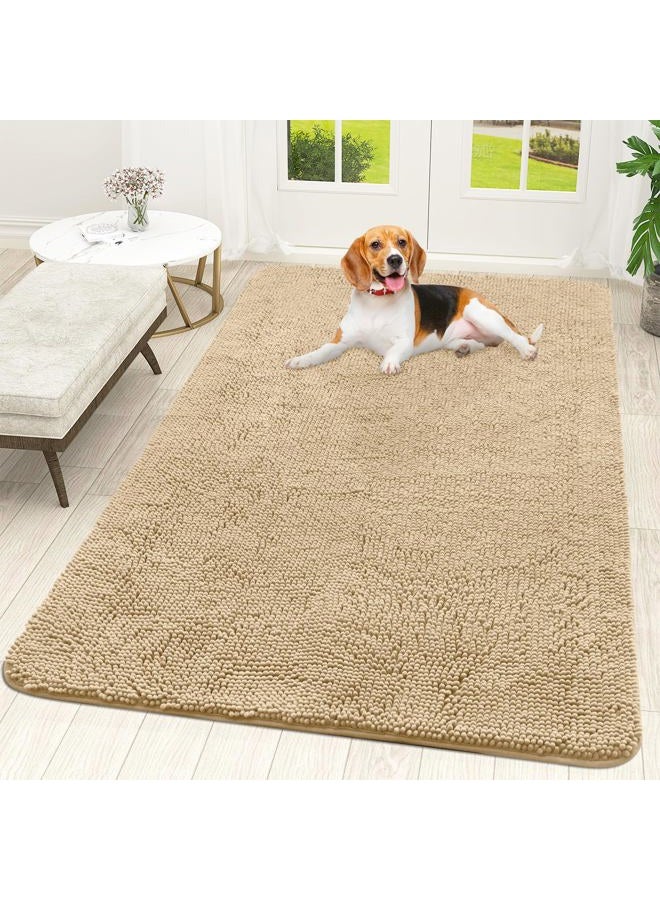 OLANLY Dog Door Mat for Muddy Paws, Absorbs Moisture and Dirt, Non-Slip Washable Mat, Quick Dry Microfiber, Mud Mat for Dogs, Entry Indoor Door Mat for Inside Floor(59x35 Inches, Beige) - Image 1