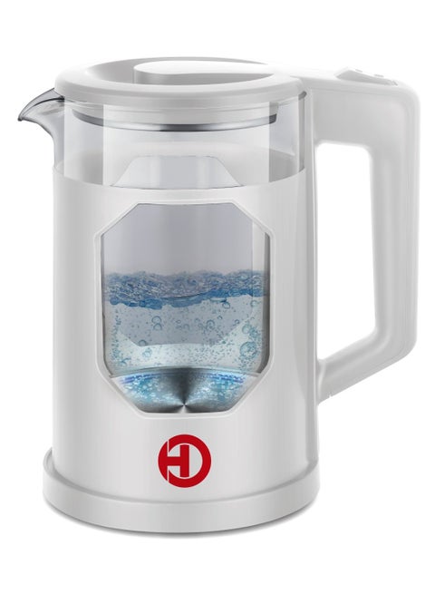 Glass Electric Kettle 1.8L 1500W with LED Light – Auto Shut-Off, 360° Base, Modern White Design