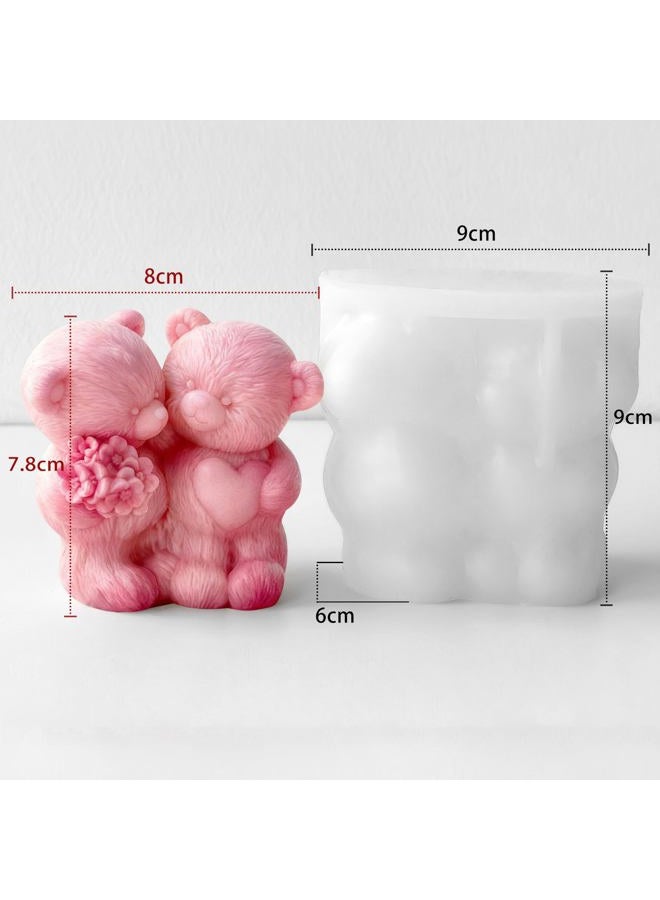 ESEENS Couple Rose Bear Heart Cylinder Candle & Resin Mold - Resin Casting Silicone Molds for Home Decor & Candle Making Wave Spiral Mold - Image 2