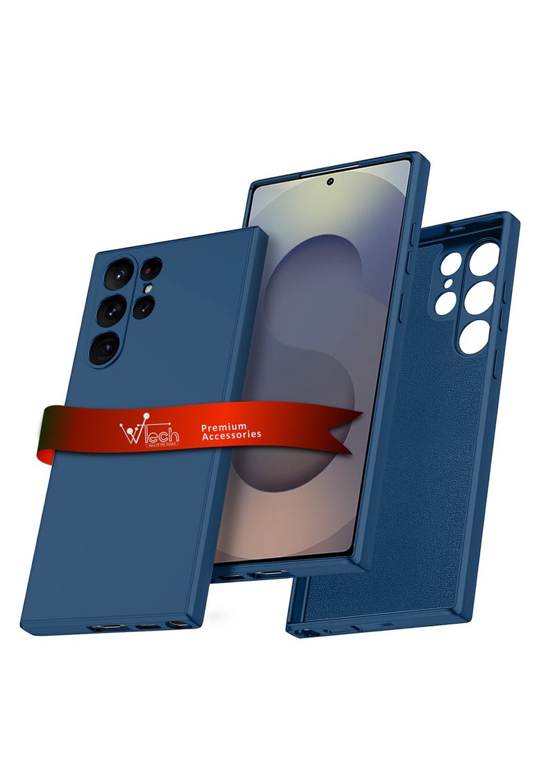 Wtech Samsung Galaxy S25 Ultra 2025 Premium Soft Liquid Silicone Case Cover - Navy Blue - Image 1