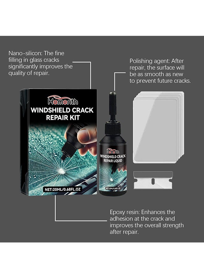 الشهر طقم إصلاح الزجاج الأمامي - أطقم إصلاح الزجاج المتصدع DIY - للاصق إصلاح الشقوق الزجاجية - طقم إصلاح رقاقة الزجاج الأمامي - إصلاح سريع لسائل إصلاح الزجاج - 20 مل - Image 4
