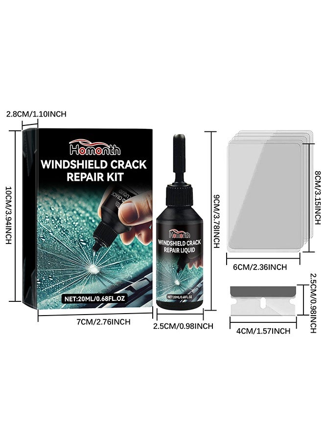 الشهر طقم إصلاح الزجاج الأمامي - أطقم إصلاح الزجاج المتصدع DIY - للاصق إصلاح الشقوق الزجاجية - طقم إصلاح رقاقة الزجاج الأمامي - إصلاح سريع لسائل إصلاح الزجاج - 20 مل - Image 2