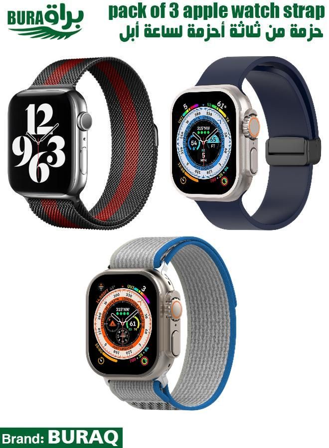 BURAQ Apple Watch Band Strap For Apple Watch Ultra 2/Ultra 49mm, Series 10 46mm, 9/8/7 45mm, SE2/SE/6/5/4 44mm, 3/2/1 42mm