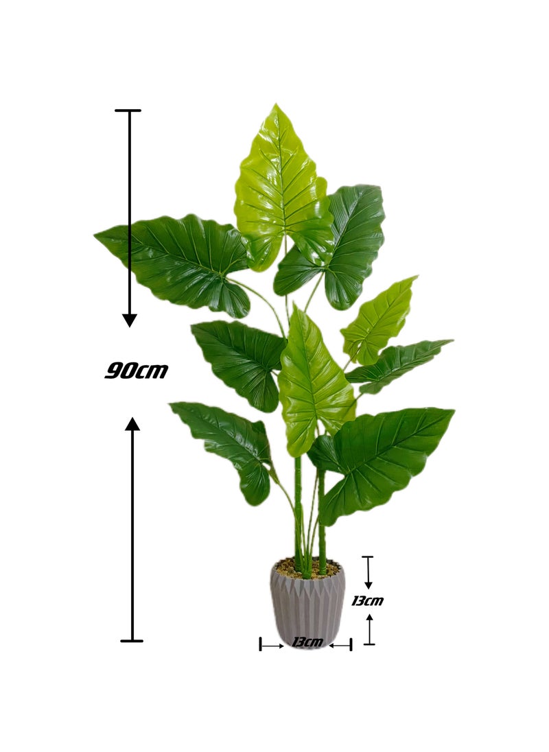 Generic Artificial Spring Rain Leaf Plant 90cm Home Decoration Indoor and Outdoor Artificial Large Plant Bonsai Suitable for Modern Office, Living Room, Home Decoration Gifts (with Flower Pots) (Extra large)  - Image 2