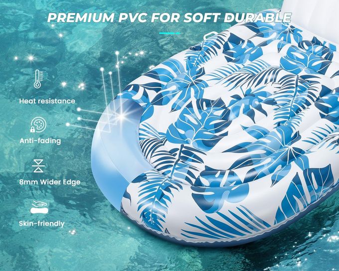 JCLEAL Pool Floats Adult 2 Person Inflatable Tanning Pool Lounger Extra Large River Rafts Heavy Duty Water Floaties Chair Lounge Recliner with Cupholder Backrest Handles for Swimming Toys Party Lake Ocean - Image 5