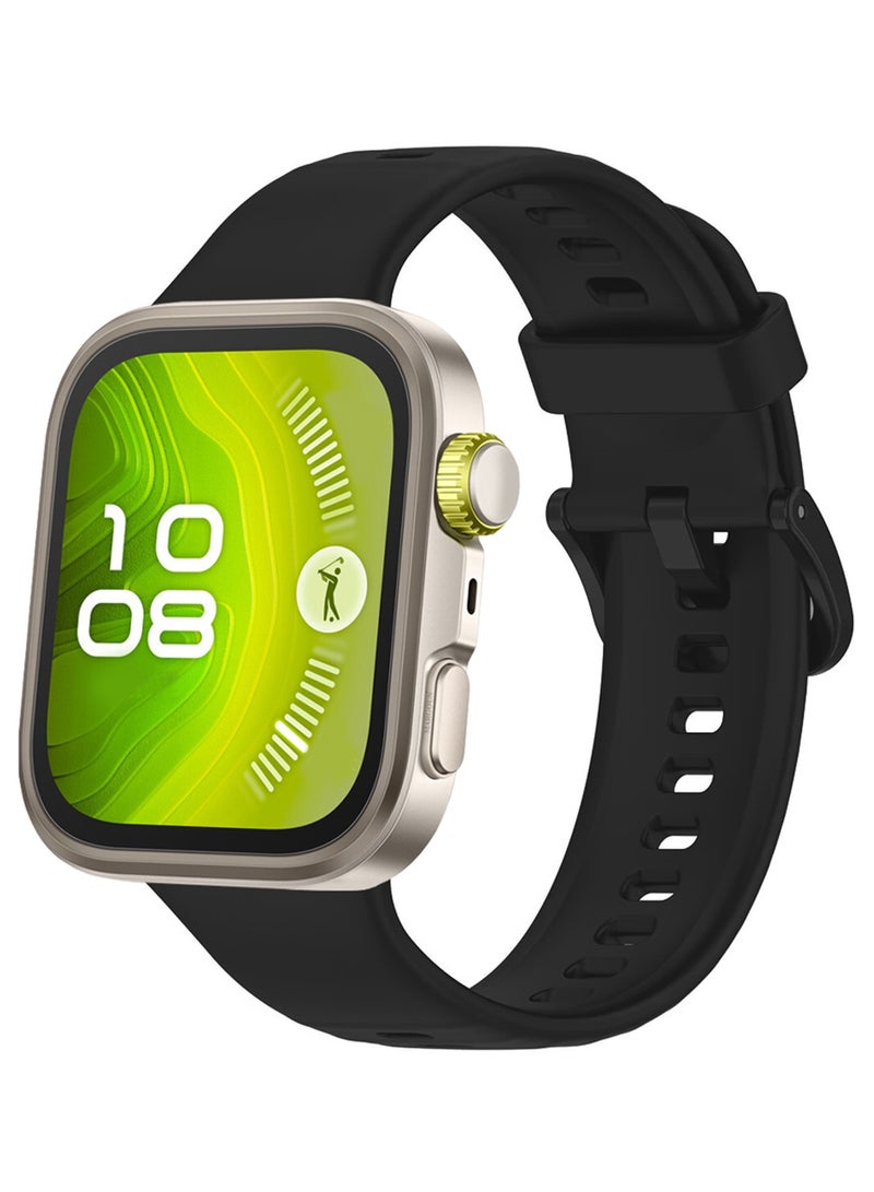 Wristband for Huawei Watch Fit 3/Fit 4/Fit 4 Pro Bands, Silicone Bracelet Quick Release Arm Band, Replacement Smartwatch Band Quick Release Sport Straps - Black - Image 5