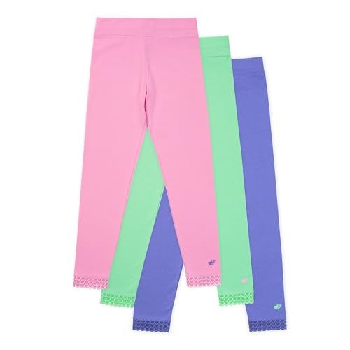 Lucky Me Lucky & Me | Jada Girls Leggings | Tagless | Full Length, Lace Trim, Wide Waistband | 3-Pack (Kids 7/8, 3-Pack Pastel) - Image 1