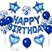WEIKA 27 Pcs Dark Blue Birthday Decorations 3D Foil Dark Blue Happy Birthday Balloon Banner Pentagram Heart Foil Balloons Confetti Balloons Kit For Boys Girls Birthday Party Supplies - Image 2