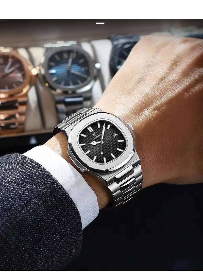 POEDAGAR Men Quartz Movement Watch,Waterproof Luminous Men's Watch, Stainless Steel Strap Business Watches  - Image 3
