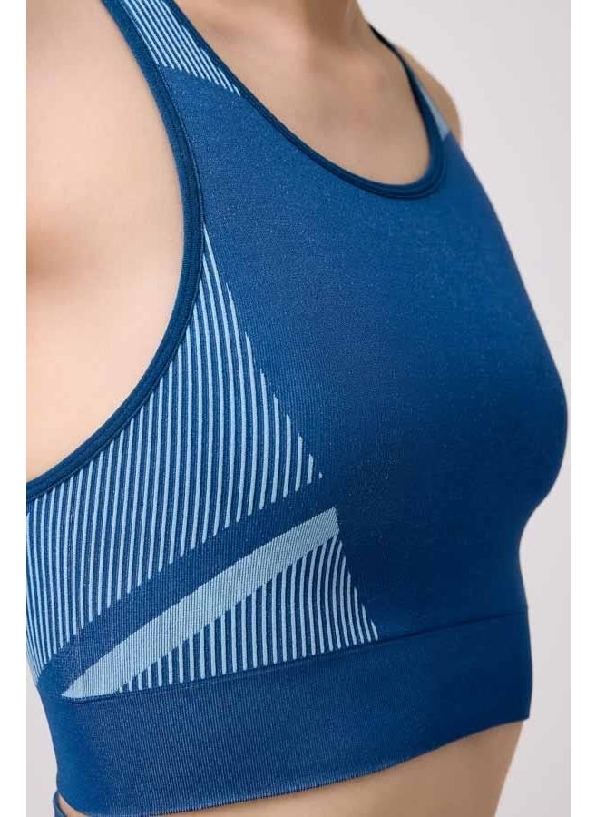 COTTONHILL - Seamless Blue Team Athlete High Waist Tights and Thick Strapless Underwire Crop Top Bustier - Image 1
