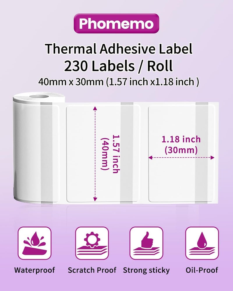 phomemo Thermal Labels- Red On Clears Sticker Label For M110/M221/M220/M120/M200 Label Printer,1.57"X1.18"(40X30Mm),230 Labels/Roll, For Barcode/Address/Mailing/Logo/Business/Home Tag - Image 2