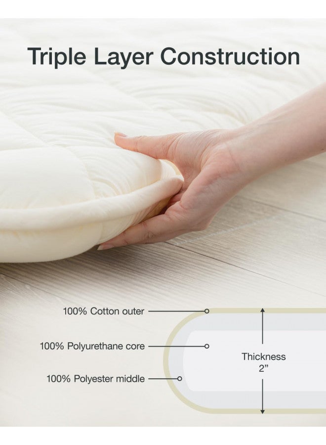 FULI FULI Japanese Futon Mattress, Foldable & Portable Floor Lounger Bed, Roll Up Sleeping Pad, Shikibuton, Made in Japan (White, Full XL)  - Image 3