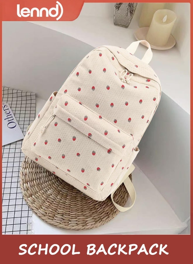 LENND School Backpack for Teen Girls, Bookbags Elementary High School Corduroy Laptop Bags Women Travel Daypacks - Image 5