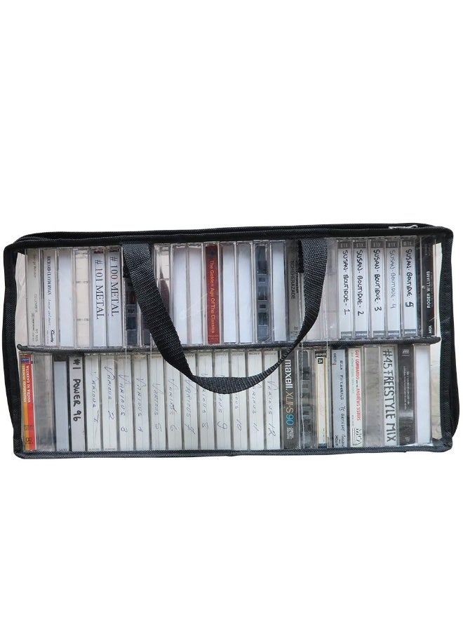 Evelots Cassette Tape Bag -See Thru Organizer Storage with Handles - Easy Carrying Case - No Dust or Moisture - Holds 100 Tapes with cases - Image 4
