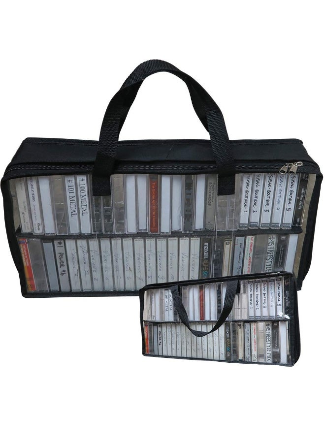 Evelots Cassette Tape Bag -See Thru Organizer Storage with Handles - Easy Carrying Case - No Dust or Moisture - Holds 100 Tapes with cases - Image 1