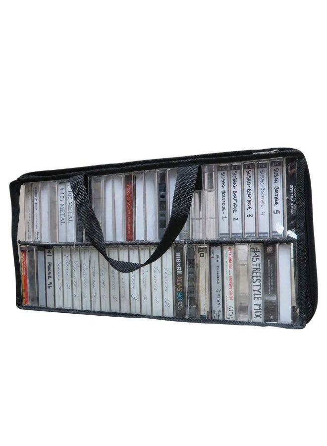 Evelots Cassette Tape Bag -See Thru Organizer Storage with Handles - Easy Carrying Case - No Dust or Moisture - Holds 100 Tapes with cases - Image 5