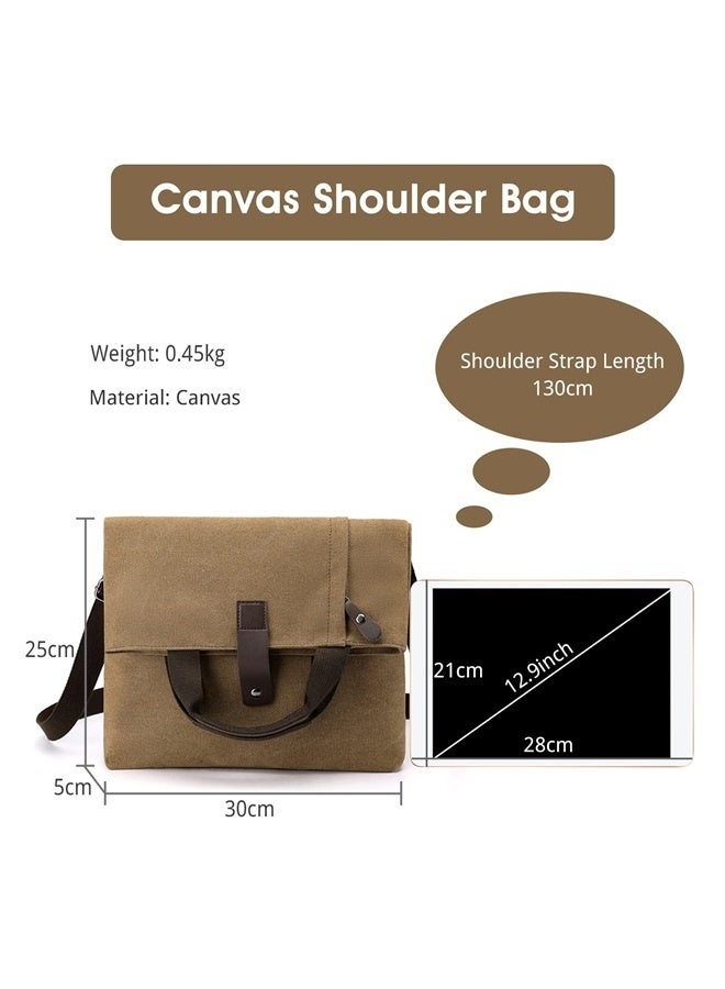 Canvas Shoulder Bag Men's Handbag-coffee color  - Image 2
