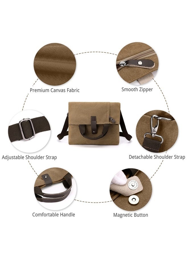 Canvas Shoulder Bag Men's Handbag-coffee color  - Image 3
