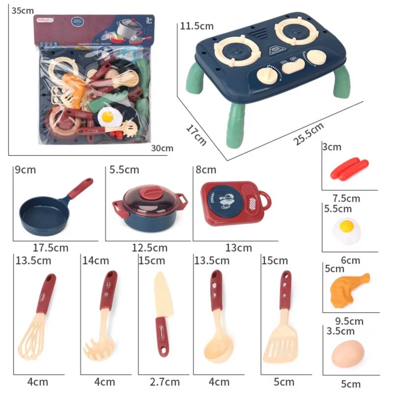 Children's play house toy, bagged red stove set (19PCS) - Image 2