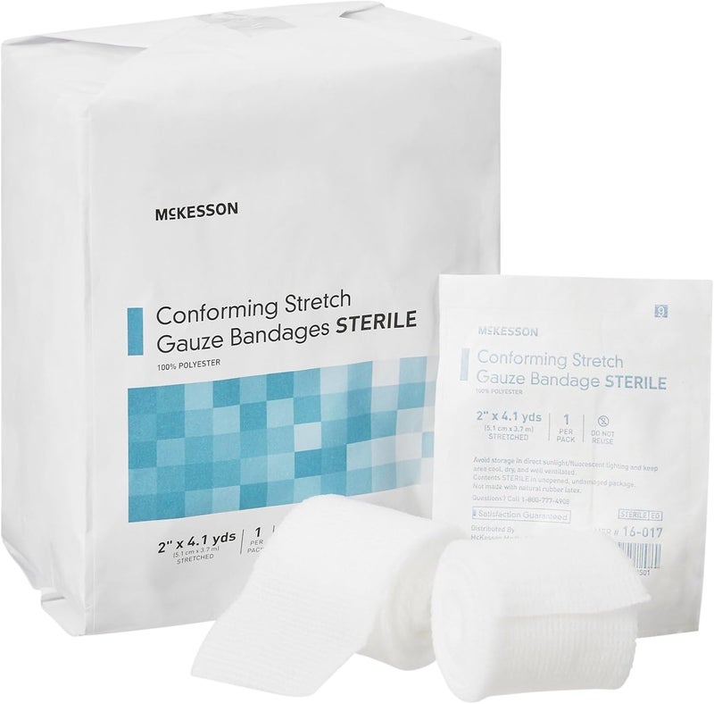 McKesson Conforming Stretch Gauze Bandages Sterile 2 in x 4 110 yd 12 Count - Image 1