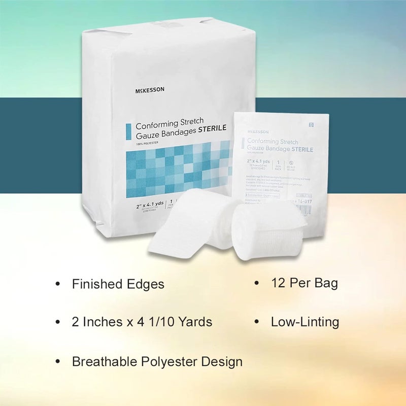 McKesson Conforming Stretch Gauze Bandages Sterile 2 in x 4 110 yd 12 Count - Image 2