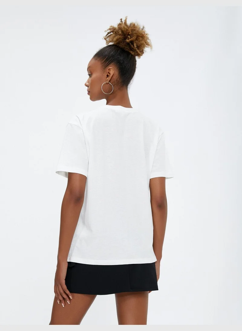 KOTON Printed Crew Neck Short Sleeve T-Shirt