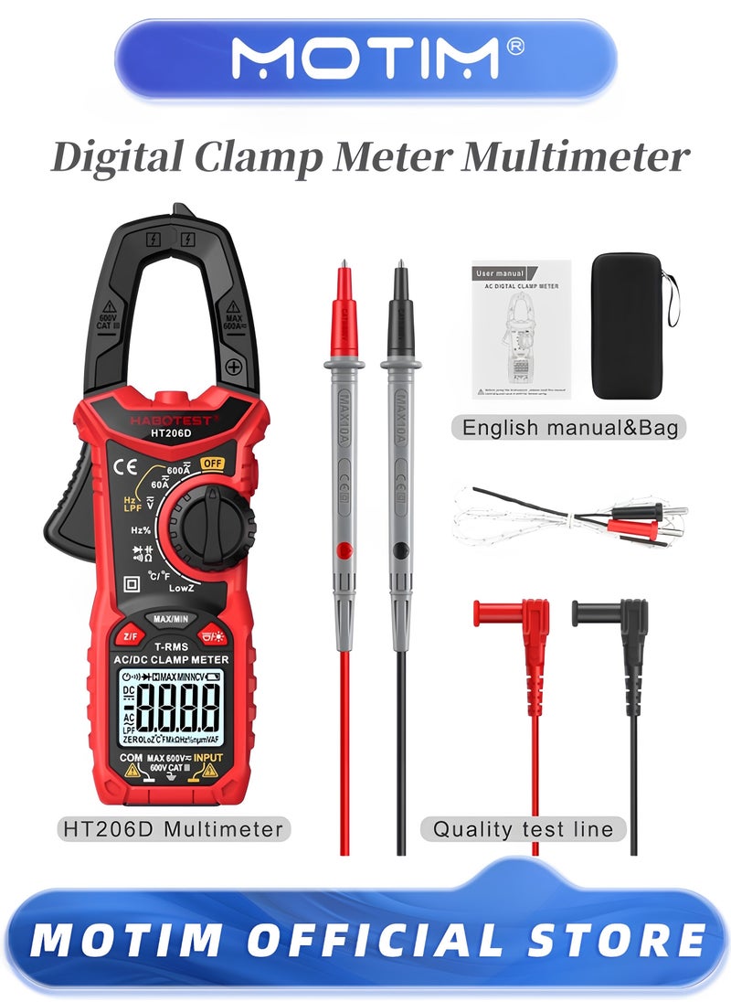 Motim - Digital Clamp Meter Multimeter 600A AC DC Current 6000 Counts Multimeter with Backlight NCV Voltmeter Ammeter Voltage Amp Hz Ohm Tester - Image 1