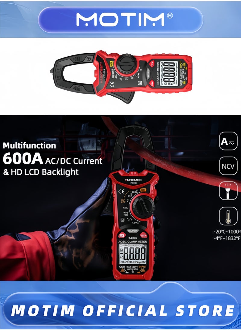 Motim - Digital Clamp Meter Multimeter 600A AC DC Current 6000 Counts Multimeter with Backlight NCV Voltmeter Ammeter Voltage Amp Hz Ohm Tester - Image 1