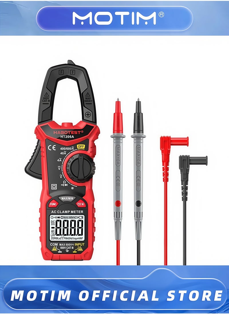 Motim - Digital Clamp Meter Multimeter 600A AC DC Current 6000 Counts Multimeter with Backlight NCV Voltmeter Ammeter Voltage Amp Hz Ohm Tester - Image 1