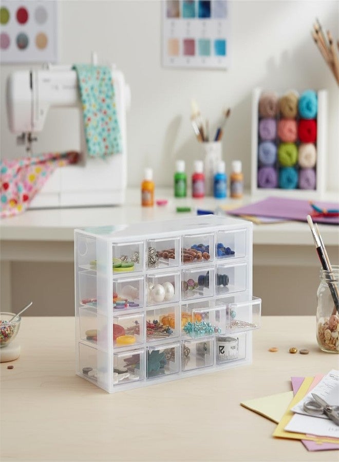 Everything Mary Clear Drawer Organizer - 16 Drawer Craft Storage Cabinet for Beads, Jewelry, and Small Parts - Plastic Storage Drawers for Desk, Sewing Room, or Workshop - Image 2