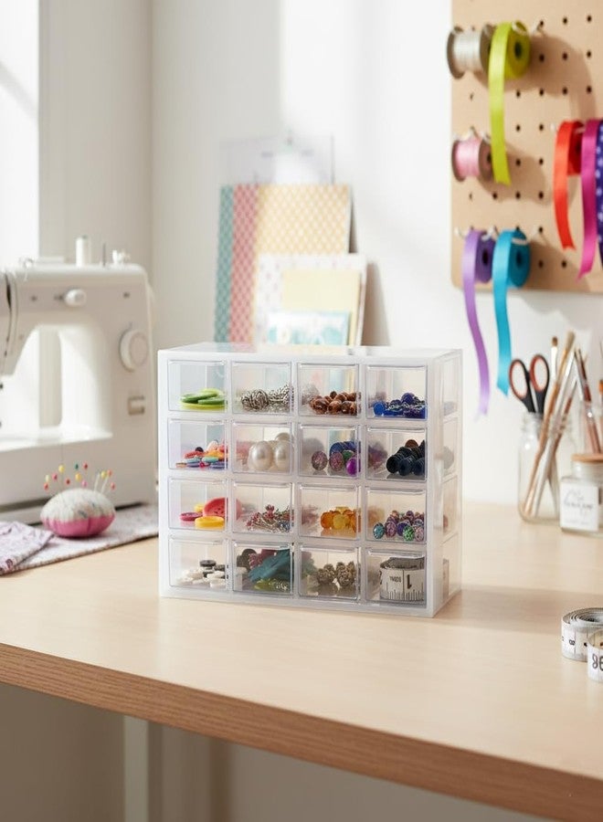 Everything Mary Clear Drawer Organizer - 16 Drawer Craft Storage Cabinet for Beads, Jewelry, and Small Parts - Plastic Storage Drawers for Desk, Sewing Room, or Workshop - Image 5
