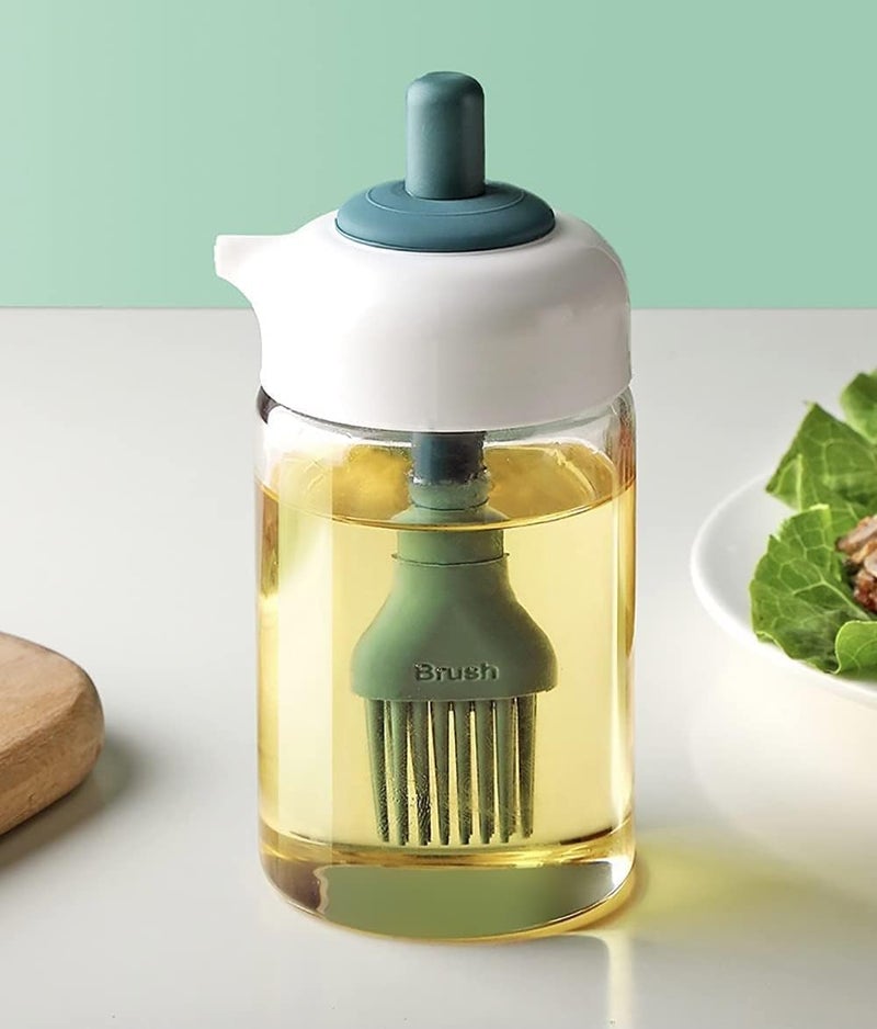 Kmils 230 Ml Oil Dispenser With Brush, Multi-Use For Cooking, Baking, Bbq, Marinating (Pack Of 1 Multi Colour) - Glass - Image 2