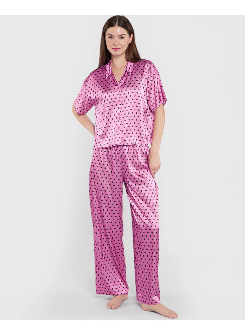 لا سينزا La Senza Sleep Unlined Printed Satin Drawstring Pant