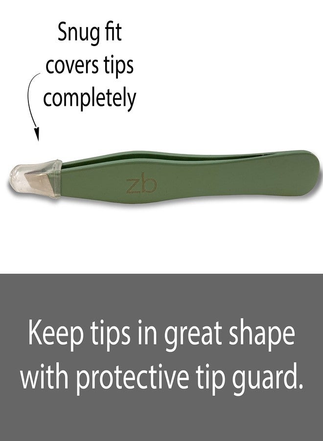 Zizzili Basics Tweezers - Surgical Grade Stainless Steel - Slant Tip for Expert Eyebrow Shaping and Facial Hair Removal - with Protective Pouch (Sage) - Image 4