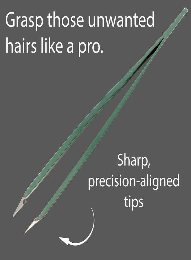 Zizzili Basics Tweezers - Surgical Grade Stainless Steel - Slant Tip for Expert Eyebrow Shaping and Facial Hair Removal - with Protective Pouch (Sage) - Image 3