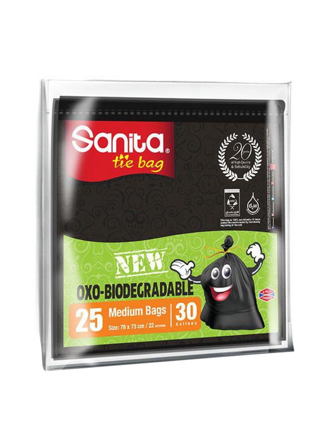 Sanita 25-Piece Biodegradable Recyclable Medium Tie and Roll Bags Black 30 Gal PT11BO3001R12 - Image 1