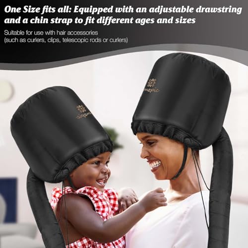 Amzpic Bonnet Hood Hair Dryer Attachment - Headband Integrated Bonnet Hair Dryer for Speeds Up Drying Time at Home, Easy to Use for Styling, Curling and Deep Conditioning (Black,Adjustable) - Image 5