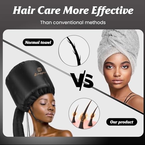 Amzpic Bonnet Hood Hair Dryer Attachment - Headband Integrated Bonnet Hair Dryer for Speeds Up Drying Time at Home, Easy to Use for Styling, Curling and Deep Conditioning (Black,Adjustable) - Image 4